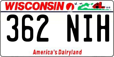 WI license plate 362NIH