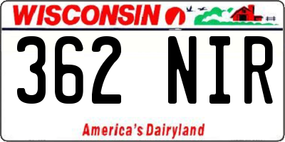 WI license plate 362NIR