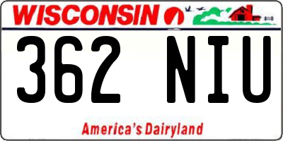 WI license plate 362NIU