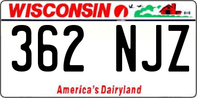 WI license plate 362NJZ