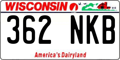 WI license plate 362NKB