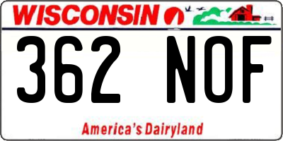 WI license plate 362NOF
