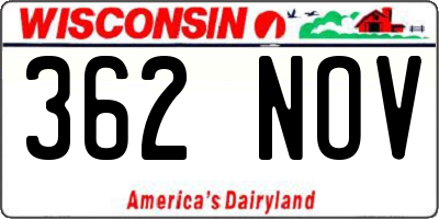 WI license plate 362NOV