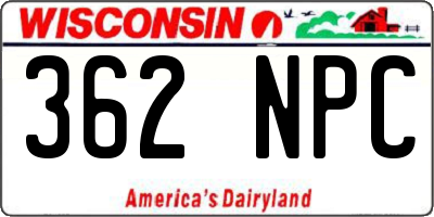 WI license plate 362NPC