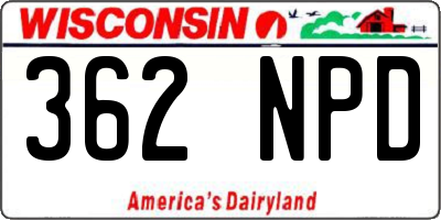 WI license plate 362NPD