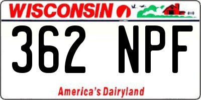 WI license plate 362NPF