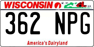 WI license plate 362NPG
