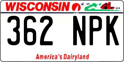 WI license plate 362NPK
