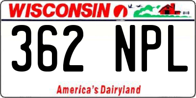 WI license plate 362NPL