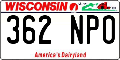 WI license plate 362NPO