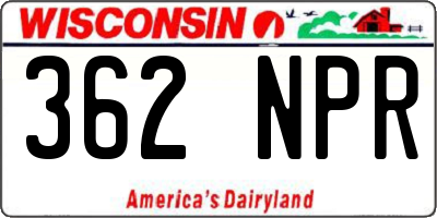 WI license plate 362NPR