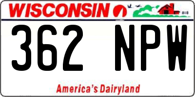 WI license plate 362NPW