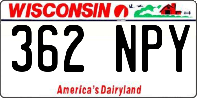 WI license plate 362NPY