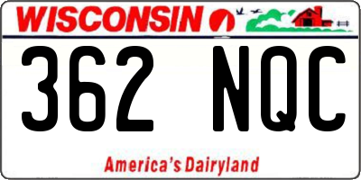 WI license plate 362NQC
