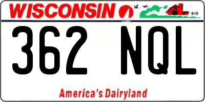 WI license plate 362NQL