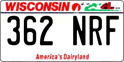WI license plate 362NRF