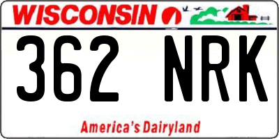 WI license plate 362NRK