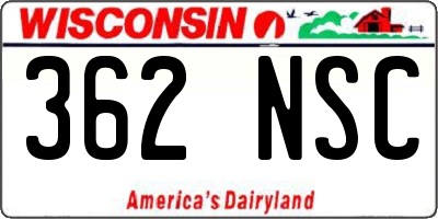 WI license plate 362NSC