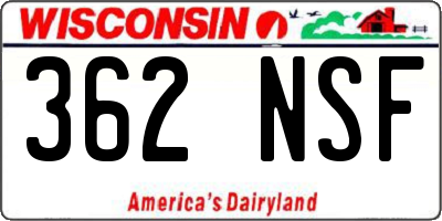 WI license plate 362NSF