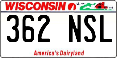 WI license plate 362NSL