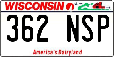 WI license plate 362NSP