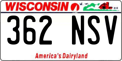 WI license plate 362NSV