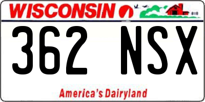 WI license plate 362NSX
