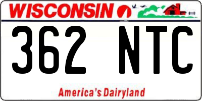 WI license plate 362NTC