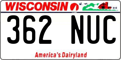 WI license plate 362NUC