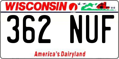 WI license plate 362NUF