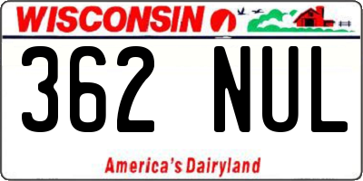WI license plate 362NUL
