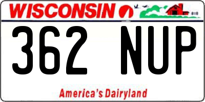 WI license plate 362NUP