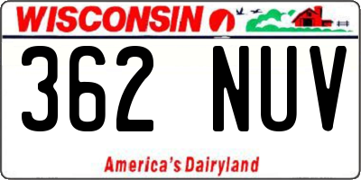 WI license plate 362NUV