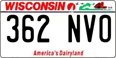WI license plate 362NVO