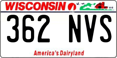 WI license plate 362NVS