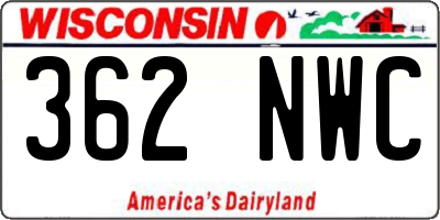WI license plate 362NWC