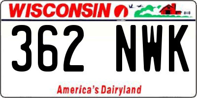 WI license plate 362NWK
