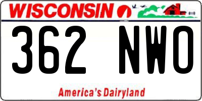 WI license plate 362NWO