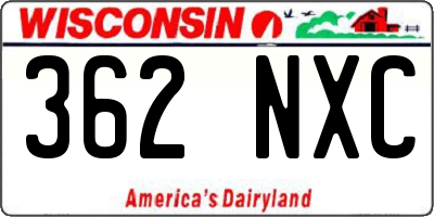 WI license plate 362NXC