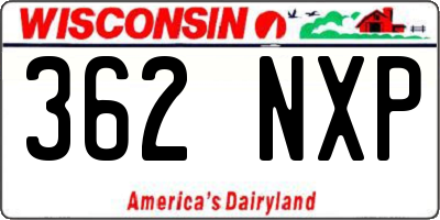 WI license plate 362NXP
