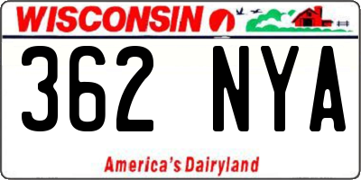 WI license plate 362NYA
