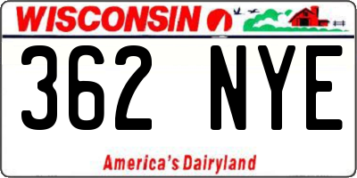 WI license plate 362NYE