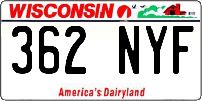 WI license plate 362NYF