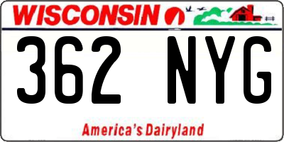 WI license plate 362NYG