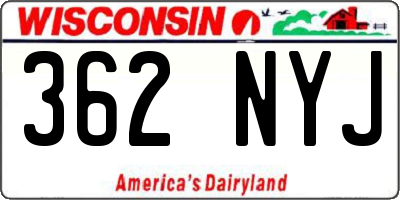 WI license plate 362NYJ