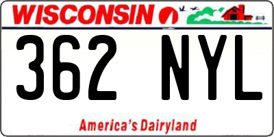 WI license plate 362NYL