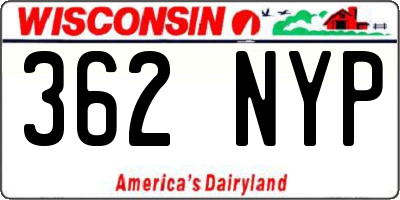 WI license plate 362NYP