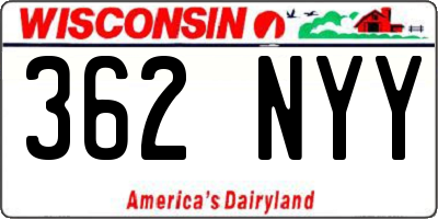 WI license plate 362NYY