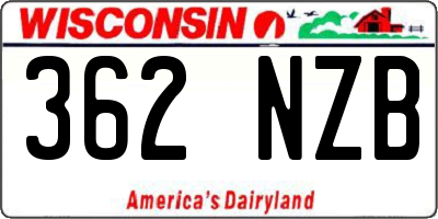 WI license plate 362NZB