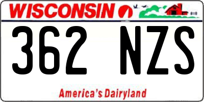 WI license plate 362NZS